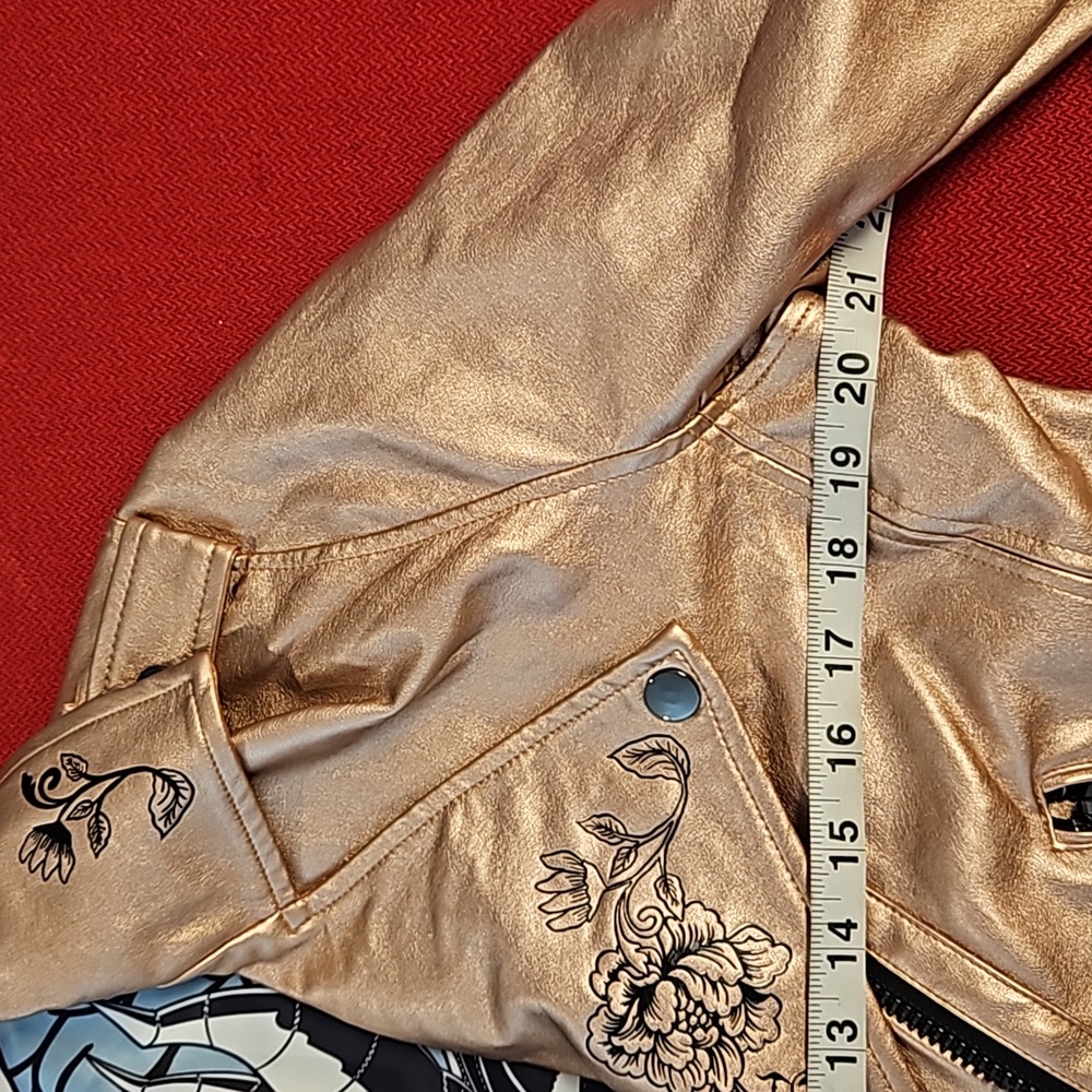 DISNEY Maleficent Sleeping Beauty rose gold faux leather jacket Med.see photos - Picture 13 of 16